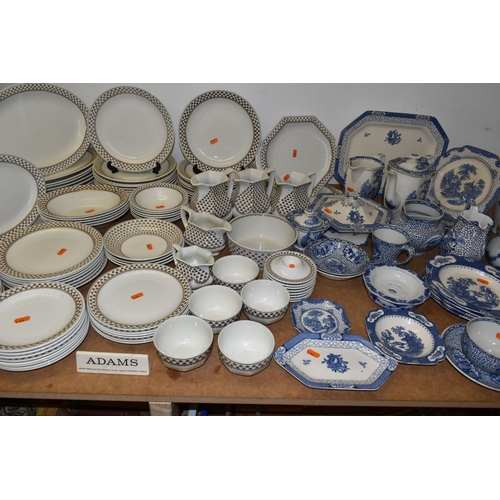 443 - A LARGE QUANTITY OF 'ADAMS' IRONSTONE IN TRADITIONAL BLUE AND WHITE ORIENTAL DESIGNS AND A DINNER SE... 