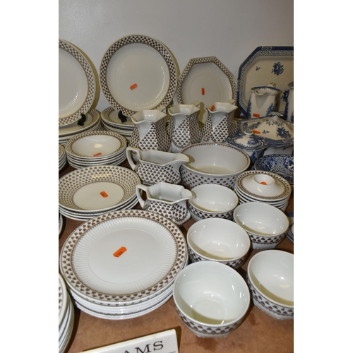 443 - A LARGE QUANTITY OF 'ADAMS' IRONSTONE IN TRADITIONAL BLUE AND WHITE ORIENTAL DESIGNS AND A DINNER SE... 