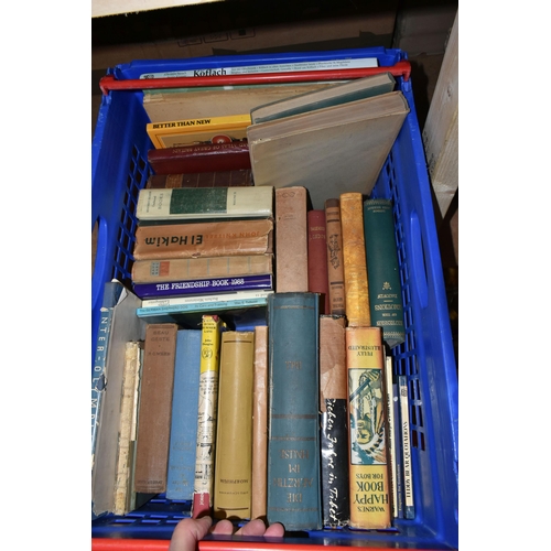 444 - FOUR BOXES OF BOOKS containing over 150 miscellaneous titles in hardback and paperback formats, most... 