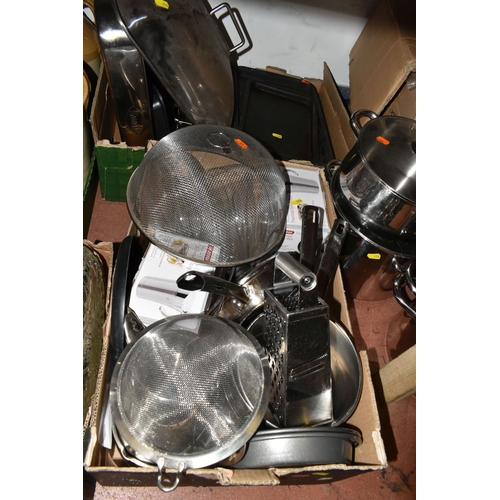 450 - A LARGE QUANTITY OF STAINLESS STEEL KITCHENWARE AND ELECTRICAL APPLIANCES to include pots of various... 