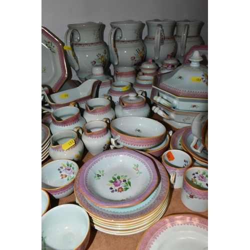 453 - A LARGE ADAMS TEA AND DINNER SET IN HAND-PAINTED 'CALYX WARE' PATTERN to include coffee cups, teacup... 