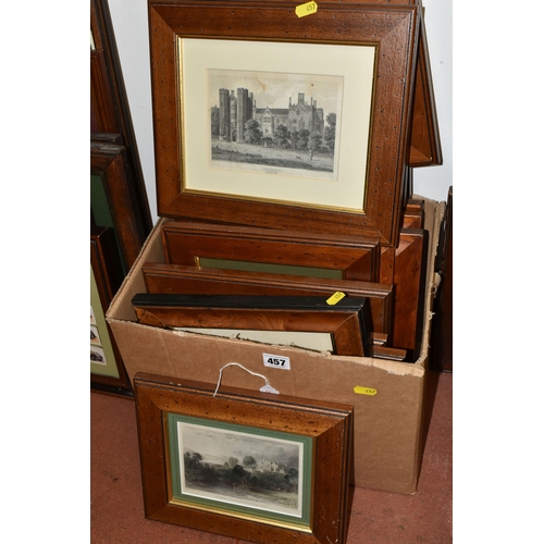 457 - A QUANTITY OF TOPOGRAPHICAL PRINTS AND CIGARETTE CARDS ETC, topographical scenes include Grand House... 