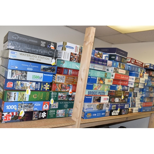 460 - A COLLECTION OF MODERN BOXED JIGSAWS, to include examples by Ravensburger, Jumbo (including Wasgij),... 