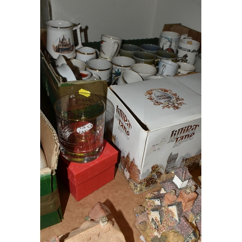 463 - THREE BOXES AND LOOSE CERAMICS, GLASS, LILLIPUT LANE COTTAGES AND SUNDRY ITEMS, to include Lilliput ... 