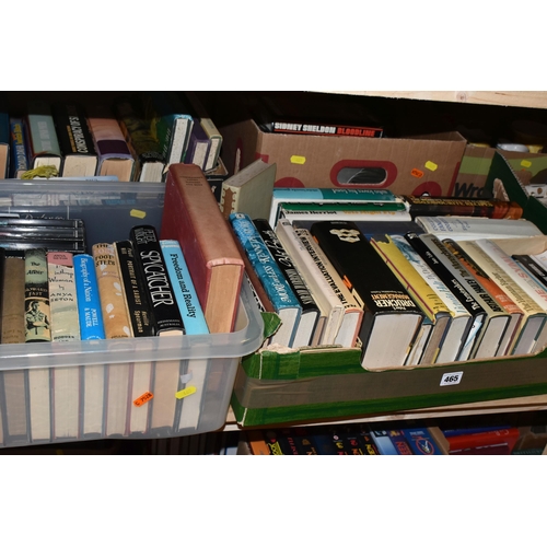 465 - FIVE BOXES AND LOOSE BOOKS containing over 130 miscellaneous titles in hardback and paperback format... 