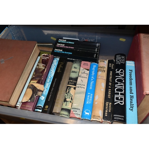 465 - FIVE BOXES AND LOOSE BOOKS containing over 130 miscellaneous titles in hardback and paperback format... 