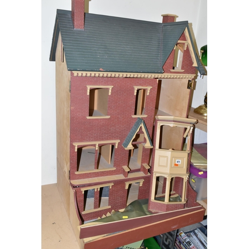 471 - A LARGE MODERN WOODEN DOLLS HOUSE, modelled as a Victorian villa, a Sid Cooke kit which has been con... 