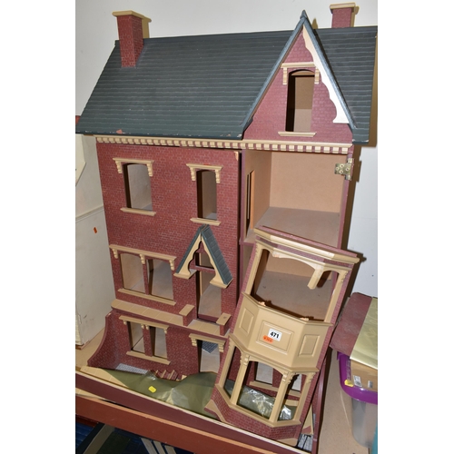 471 - A LARGE MODERN WOODEN DOLLS HOUSE, modelled as a Victorian villa, a Sid Cooke kit which has been con... 