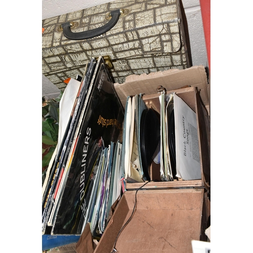 491 - ONE BOX AND TWO CASES OF VINYL LPS AND SINGLES approximately forty records to include classical, pop... 