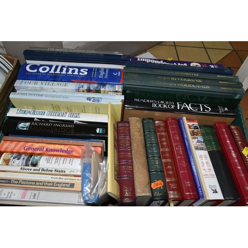 494 - THREE BOXES OF BOOKS containing over 110 miscellaneous titles in hardback and paperback formats, sub... 