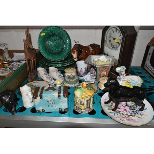 508 - TWO BOXES AND LOOSE ORNAMENTS AND SUNDRIES, to include a small porcelain bust of W.G Grace, Royal co... 