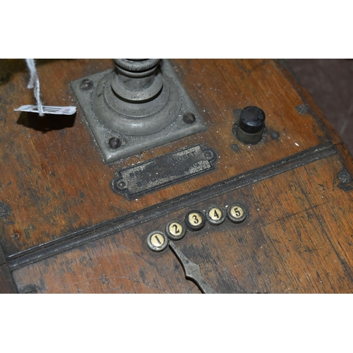 511 - ONE BOX AND LOOSE EARLY 20TH CENTURY TELEPHONE PARTS, to include bells, switches, handsets, etc. (1 ... 