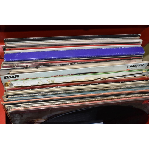 513 - ONE BOX OF SINGLE 45RPM RECORDS AND A CASE OF L.P RECORDS, approximately seventy singles, artists in... 