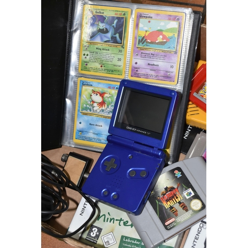 533 - GAMEBOY ADVANCE SP, GAMEBOY, GAMES AND POKEMON CARDS, includes Monsters Inc, Super Mario Land, Pokém... 