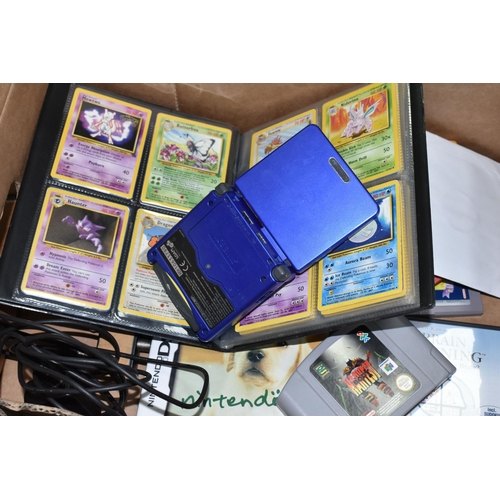 533 - GAMEBOY ADVANCE SP, GAMEBOY, GAMES AND POKEMON CARDS, includes Monsters Inc, Super Mario Land, Pokém... 