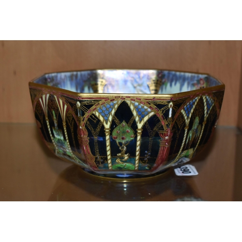 390 - A WEDGWOOD FAIRYLAND LUSTRE OCTAGONAL SHAPED BOWL, an early 20th century Wedgwood Fairyland Lustre o... 