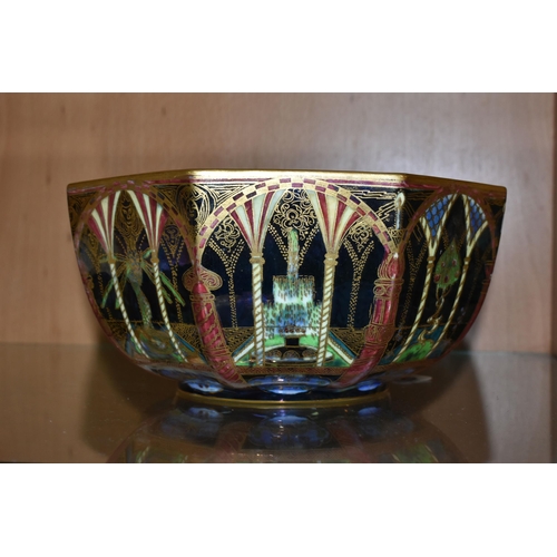 390 - A WEDGWOOD FAIRYLAND LUSTRE OCTAGONAL SHAPED BOWL, an early 20th century Wedgwood Fairyland Lustre o... 