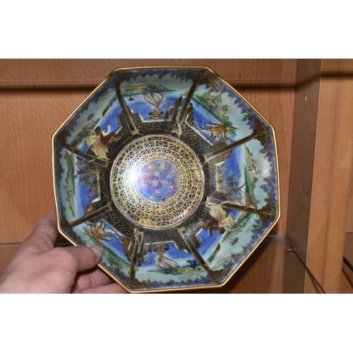 390 - A WEDGWOOD FAIRYLAND LUSTRE OCTAGONAL SHAPED BOWL, an early 20th century Wedgwood Fairyland Lustre o... 