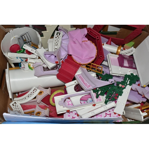 537 - TWO BOXES AND LOOSE PLAYMOBIL TOYS, modern, to include figures and playsets, including fairytale the... 