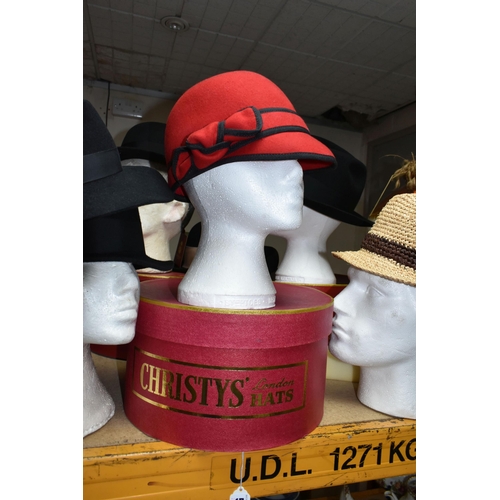 538 - A LARGE COLLECTION OF HATS BY CHRISTY'S OF LONDON AND SIMILAR, comprising 100% wool felt trilbies, s... 