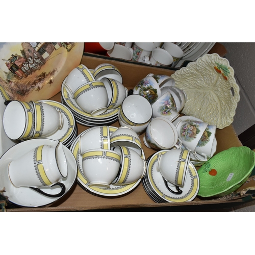 543 - THREE BOXES OF CERAMICS, to include a 1970's Kiln Craft 'Bacchus' design tea set, Losol ware 'Nevill... 