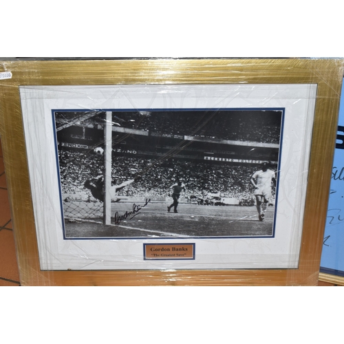 544 - FOOTBALL MEMORABILIA, Five framed photographs comprising Gordon Banks 'The Greatest Save' signed by ... 