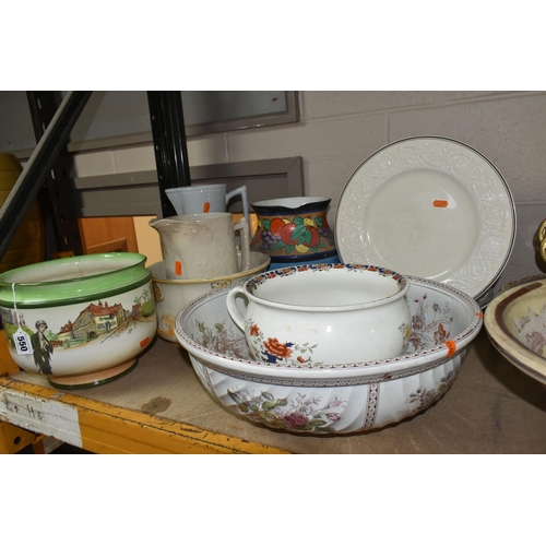 550 - A GROUP OF LARGE CERAMIC ITEMS, to include a Royal Doulton series ware planter D2973 (hairline, craz... 