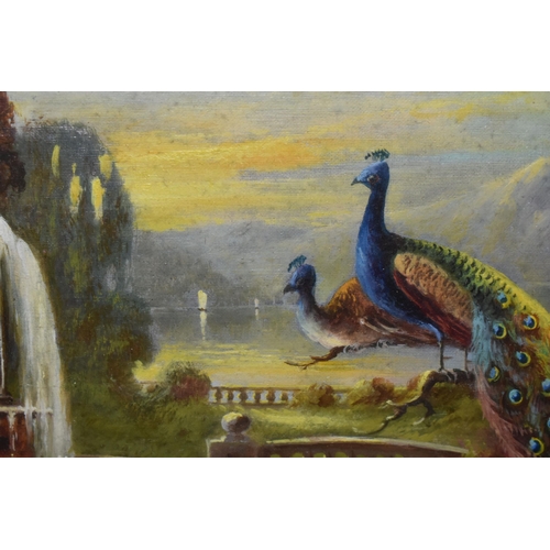 703 - J.H. LEWIS (19TH/20TH CENTURY) A CONTINENTAL TERRACE WITH PEACOCKS,  a Peacock and Peahen are perche... 