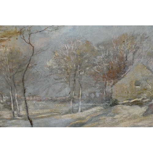 704 - AUSTIN WINTERBOTTOM (1860-1919) TWO WINTER LANDSCAPES, the first depicts a stream running through a ... 