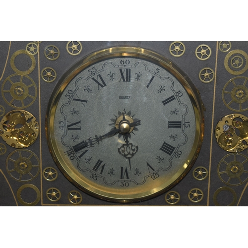 706 - A KEN BROADBENT CLOCK MONTAGE WITH QUARTZ MOVEMENT, in a gilt frame and glazed, overall height 69cm ... 