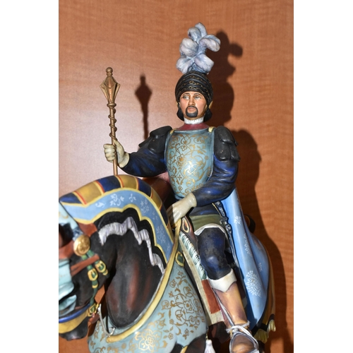 713 - A ROYAL DOULTON LIMITED EDITION EQUESTRIAN FIGURE 'THE PALIO KNIGHT' HN2428, no.63/ 500, mounted on ... 