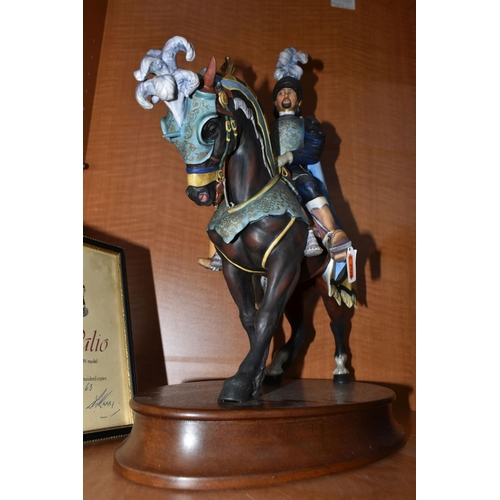 713 - A ROYAL DOULTON LIMITED EDITION EQUESTRIAN FIGURE 'THE PALIO KNIGHT' HN2428, no.63/ 500, mounted on ... 