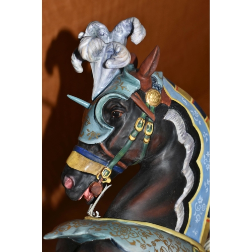 713 - A ROYAL DOULTON LIMITED EDITION EQUESTRIAN FIGURE 'THE PALIO KNIGHT' HN2428, no.63/ 500, mounted on ... 