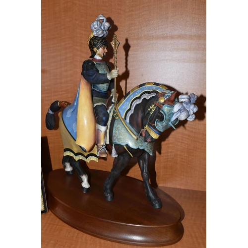 713 - A ROYAL DOULTON LIMITED EDITION EQUESTRIAN FIGURE 'THE PALIO KNIGHT' HN2428, no.63/ 500, mounted on ... 