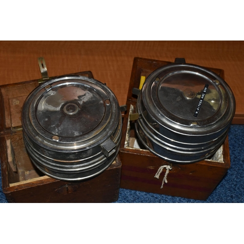 740 - TWO VINTAGE OAK CASED PIGEON CLOCKS, one with Toulet branding to glass, clock no.127680, the other c... 