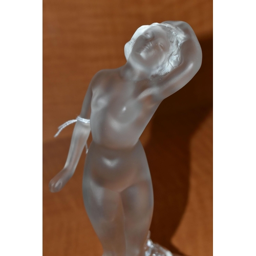 742 - A SECOND HALF 20TH CENTURY LALIQUE FROSTED GLASS FIGURE DANSEUSE BRAS BAISSE, on a clear oval base, ... 