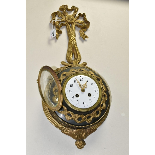 770 - A LATE 19TH / EARLY 20TH CENTURY CARTEL CLOCK BY SAMUEL MARTI, cast gilt metal ribbon and wreath cas... 