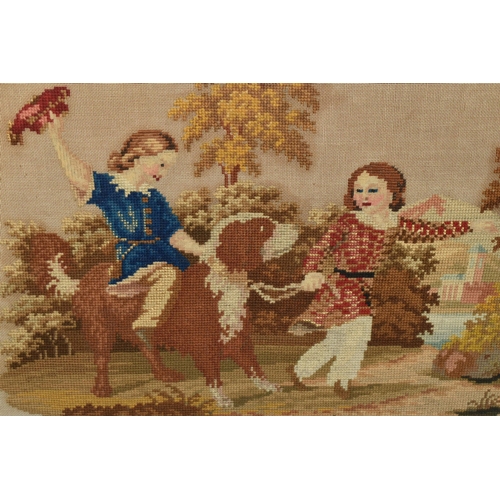 804 - 19th / 20th CENTURY NEEDLEWORK PICTURES, comprising a Chinese embroidered silk panel depicting a mal... 