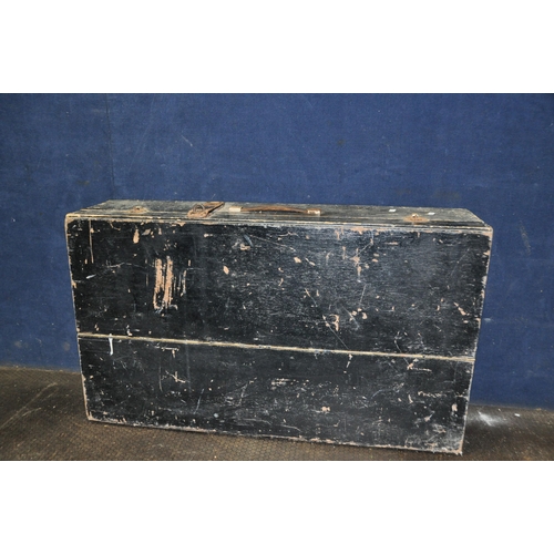 1052 - A VINTAGE CARPENTERS TOOLCHEST with drop down half front concealing one internal drawer and containi... 