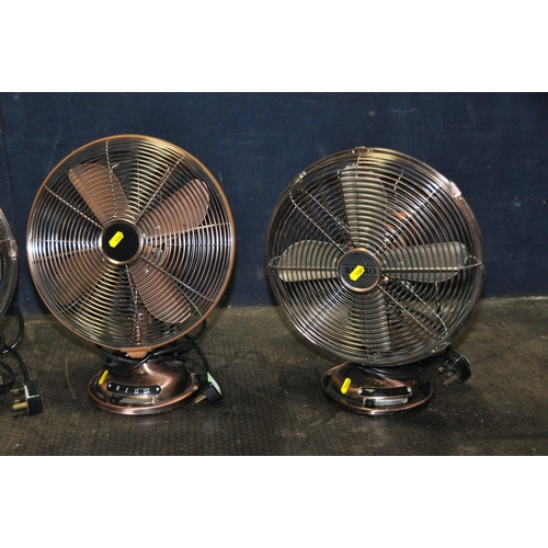 1069 - FOUR RETRO TABLE FANS, two copper effect by J J Vailant, one copper effect from Homebase and a cream... 