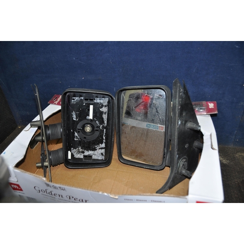 1083 - THREE BOXES CONTAINING VAN TAILLIGHTS AND WING MIRRORS including Renault Traffic taillight lenses an... 