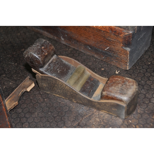 1088 - A COLLECTION OF VINTAGE WOOD PLANES including a steel footed and hardwood plane stamped C Mallson, a... 