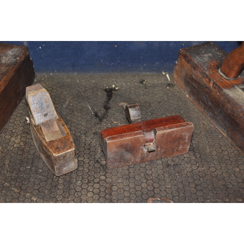 1088 - A COLLECTION OF VINTAGE WOOD PLANES including a steel footed and hardwood plane stamped C Mallson, a... 