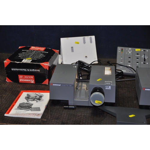 1069 - A BOX CONTAINING TWO REFLECTA DIAMATOR 1500C SLIDE PROJECTORS, a Matic 3 in original box, etc