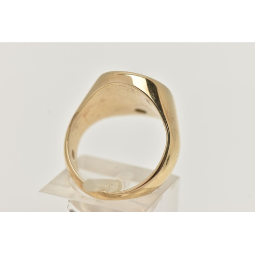 1 - A 9CT GOLD 'MCDONALDS' SIGNET RING, a yellow gold oval signet, signed 'McDonalds', flush set with a ... 