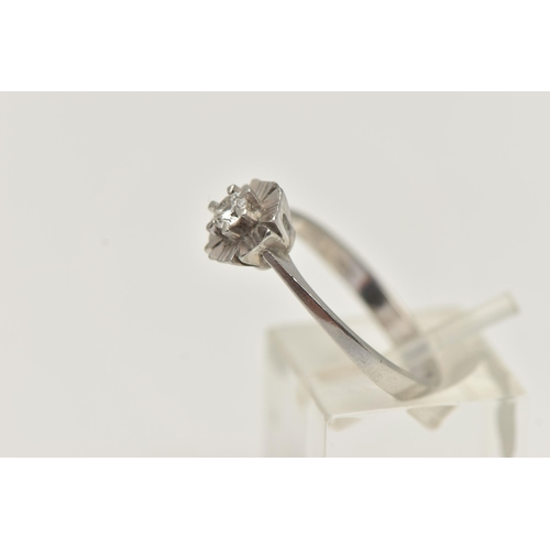 13 - AN 18CT GOLD DIAMOND RING, a single round brilliant cut diamond, approximate total diamond weight 0.... 