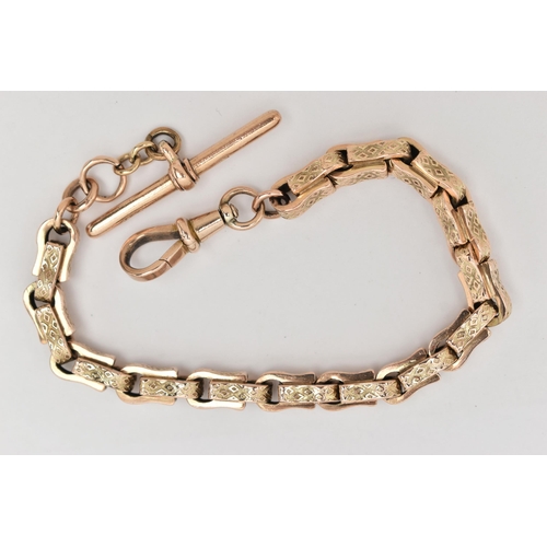 17 - AN EARLY 20TH CENTURY ALBERT CHAIN, a fancy link chain with a repeating rhombus pattern to the links... 