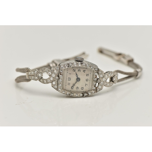 3 - A MID CENTURY LADIES 'HAMILTON WATCH COMPANY' DIAMOND COCKTAIL WRISTWATCH, hand wound movement, squa... 