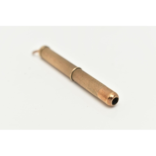 33 - A 9CT GOLD CIGAR PEIRCER, engine turned pattern, approximate length of case 50mm, hallmarked 9ct Bir... 