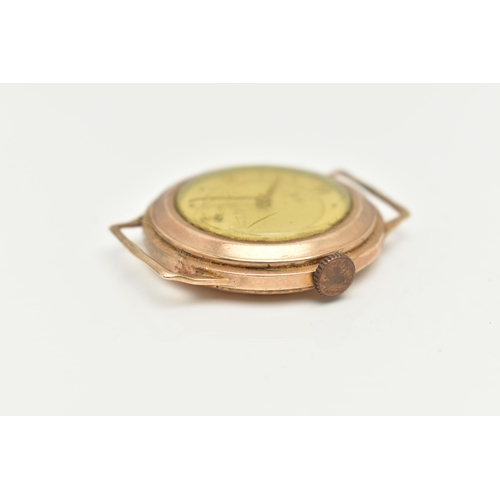 34 - A GENTS 9CT GOLD 'AVIA' WATCH HEAD, manual wind, round silvered dial signed 'Avia', Roman numerals a... 